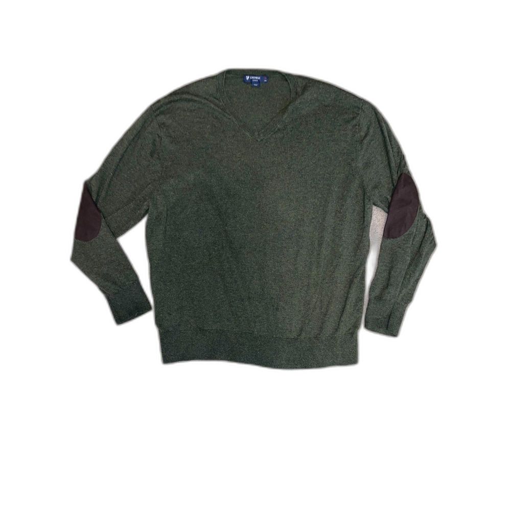 Cremieux Green V-Neck Cotton, Triexta, Silk Knit Pullover Sweater Men's Sz XL